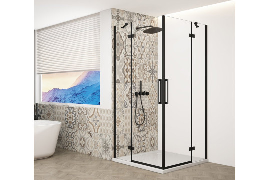 TRINITY BLACK obdélníkový sprchový kout 1200x900mm, rohový vstup, čiré sklo