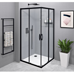 SIGMA SIMPLY BLACK čtvercový sprchový kout 900x900 mm, rohový vstup, čiré sklo