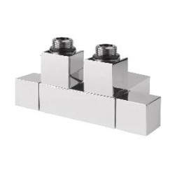 CUBE TWIN připojovací sada ventilů pro středové připojení, rozteč 50 mm, chrom