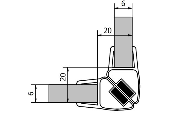 Sada dvou těsnění (magnet) na 6mm sklo, 2000mm, varianta roh