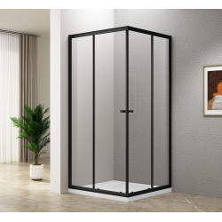 AGGA BLACK čtvercová sprchová zástěna 800x800mm, čiré sklo