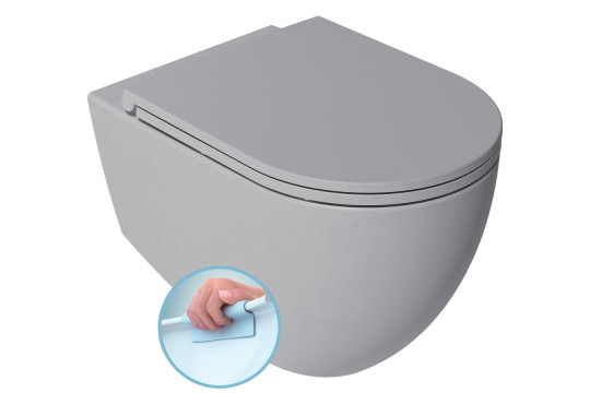 INFINITY závěsná WC mísa, Rimless, 36,5x53cm, stone grey