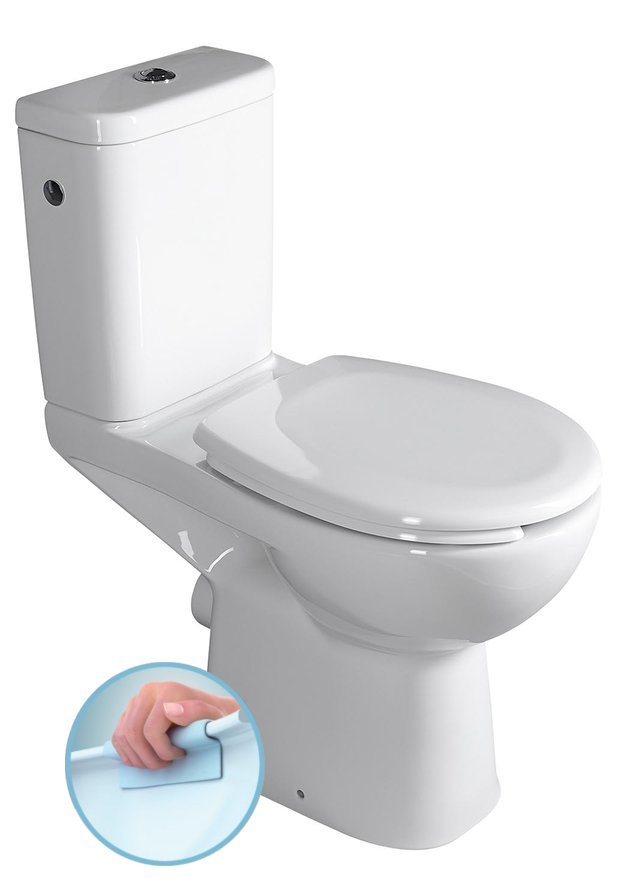 Kombinované WC HANDICAP so zvýšeným sedadlom, bez ráfika, zadný odpad, biele K11-0221