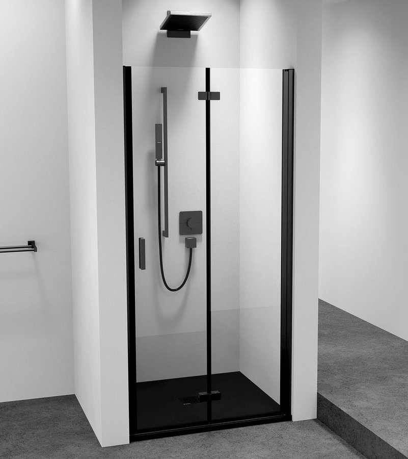 ZOOM LINE BLACK sprchové dveře skládací 800mm, čiré sklo, pravé ZL4815BR