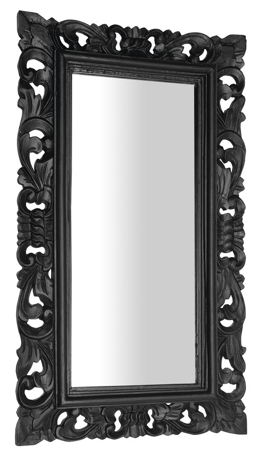SAMBLUNG zrcadlo ve vyřezávaném rámu, 40x70cm, černá IN113