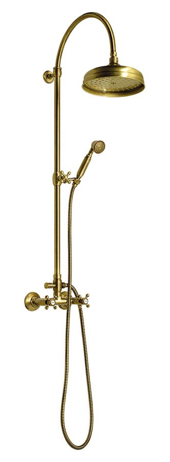ANTEA sprchový stĺp k napojeniu na batériu, hlavová a ručná sprcha, bronz SET036