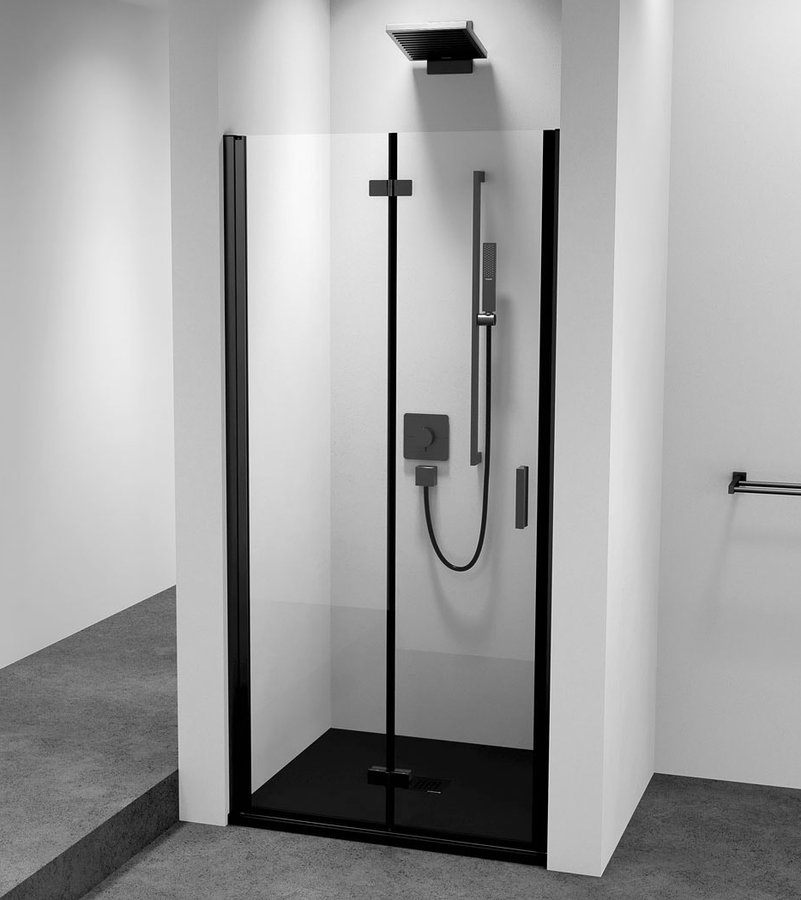 Sprchové dvere ZOOM BLACK do niky 800 mm, číre sklo, ľavé ZL4815BL-01