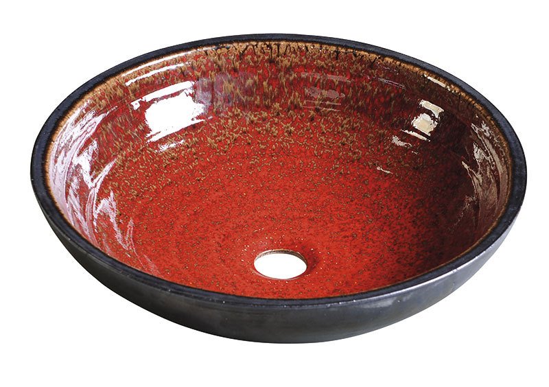 ATTILA keramické umývadlo, priemer 42,5 cm, paradajková červeň / petrolejová DK007
