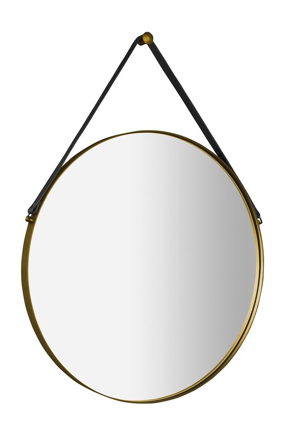 ORBITER okrúhle zrkadlo s koženým pásikom ø 60cm, zlato mat ORT060G