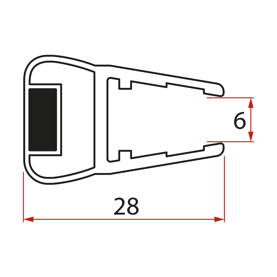 Magnetické tesnenie ploché, sklo 6mm, 2000mm MAG02