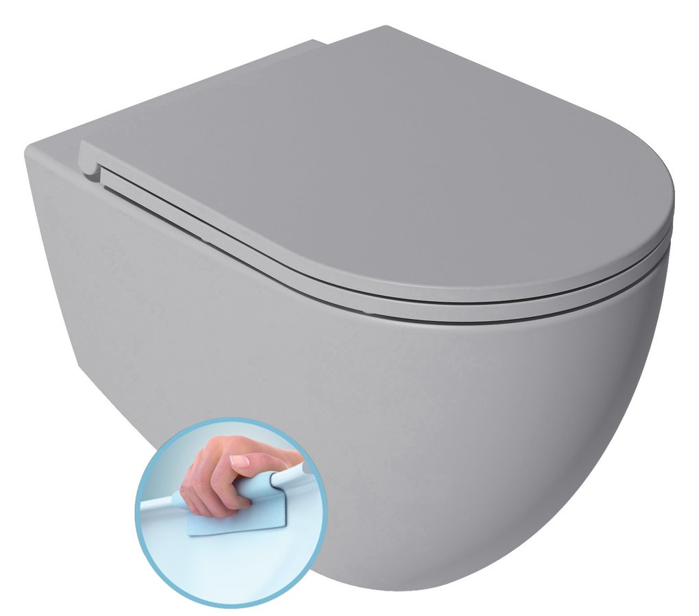 INFINITY závesná WC misa, Rimless, 36,5x53cm, stone grey 10NF02001-2V