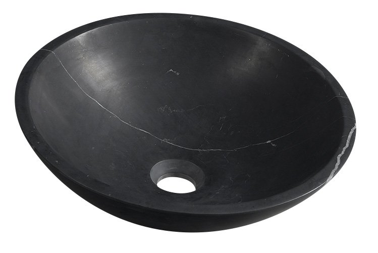 BLOK kamenné umývadlo priemer 40 cm, čierny Marquina, matný 2401-35
