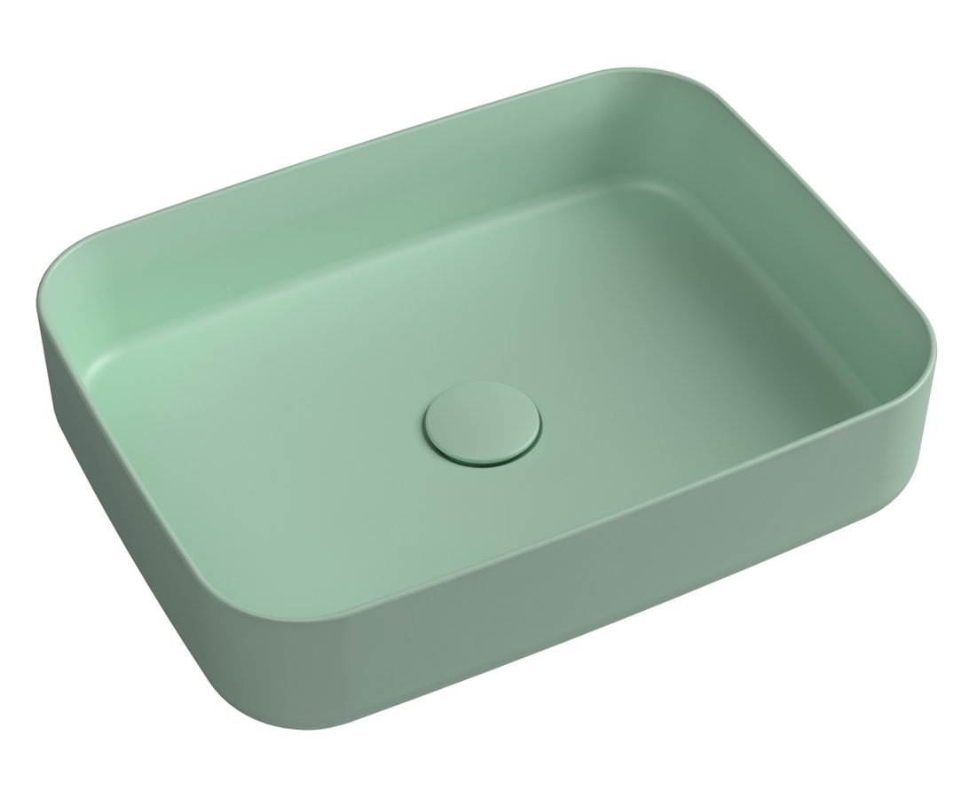 INFINITY RECTANGLE keramické umývadlo na dosku, 50x36 cm, zelená Mint 10NF65050-2T