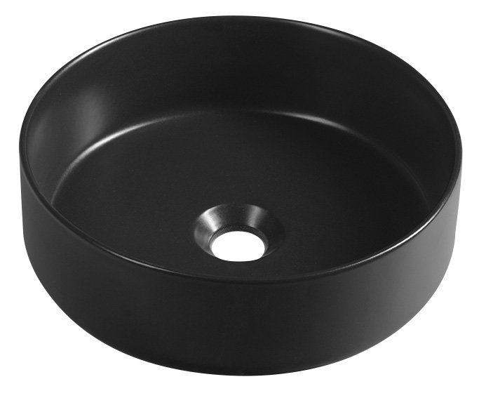 INFINITY ROUND keramické umývadlo na dosku, priemer 36x12 cm, čierna mat 10NF65036B